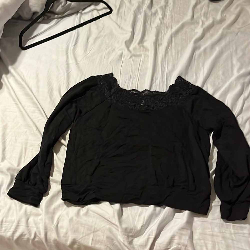 Black long sleeve lace off the shoulder top